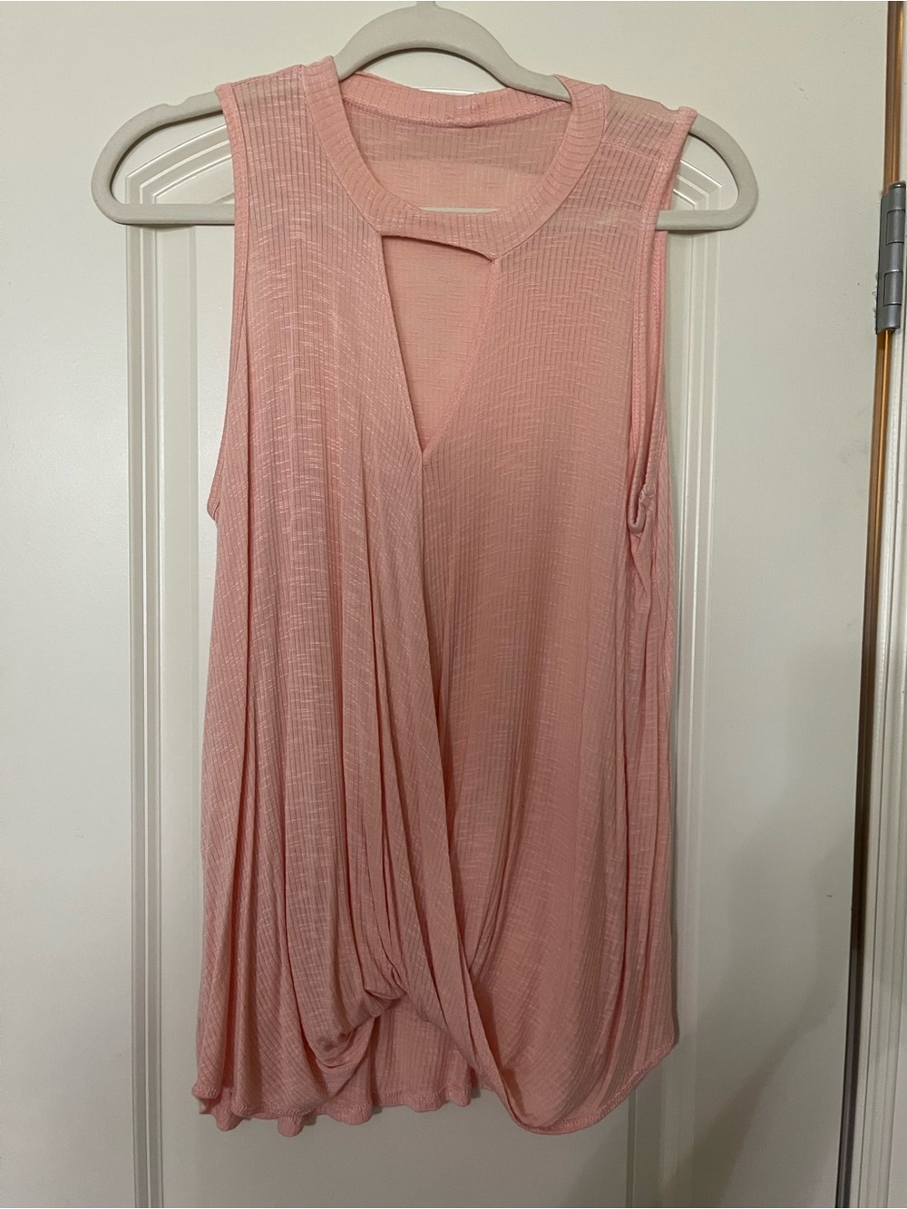 Sleeveless Pink Draped V-Neck Women's Top